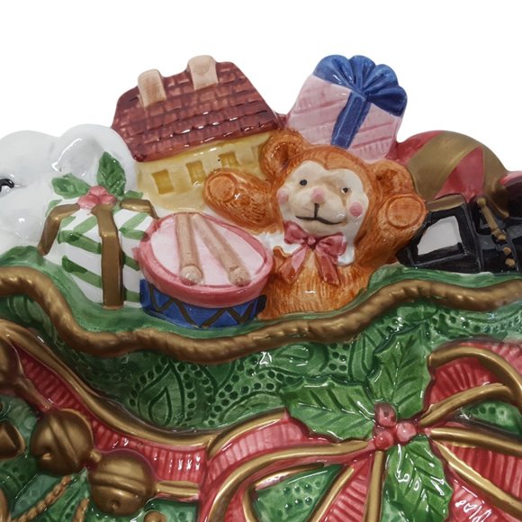 Vintage Fitz & Floyd Ceramic Serving Plate Christmas Holiday Cookie Snack Canape - Picture 2 of 8